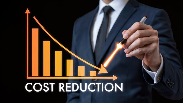 Professional shows cost reduction strategy with dynamic graph in modern business world, driving profits