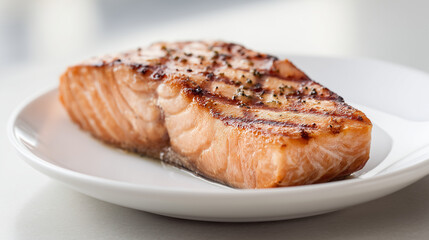 美しい焼き目がついたふっくらした焼き鮭をシンプルに盛り付けた
