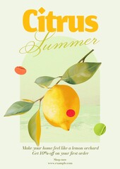 Citrus summer poster template