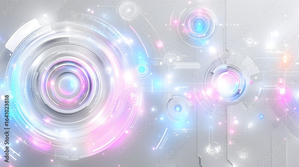Aufkleber abstract futuristic interface layer with soft semi-transparent hud elements and pastel tech accents