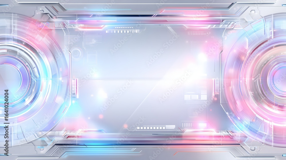 Aufkleber abstract futuristic interface layer with soft semi-transparent hud elements and pastel tech accents