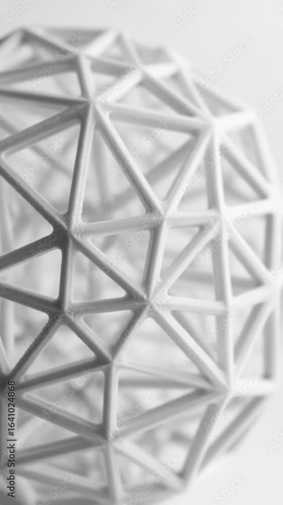 Poster geometric sphere with triangular mesh structure in white a modern abstract design featuring intercon