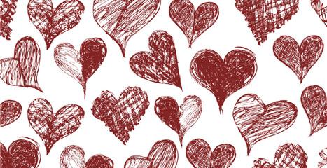Heart print and drawn background vector illustration