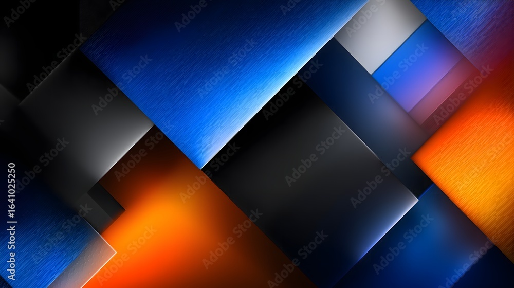 Poster dynamic 3d abstract geometric shapes with bold contrasting colors and layered composition