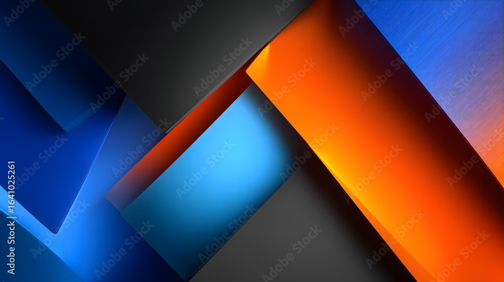 Poster abstract geometric shapes with bold contrasting colors and subtle motion blur effect