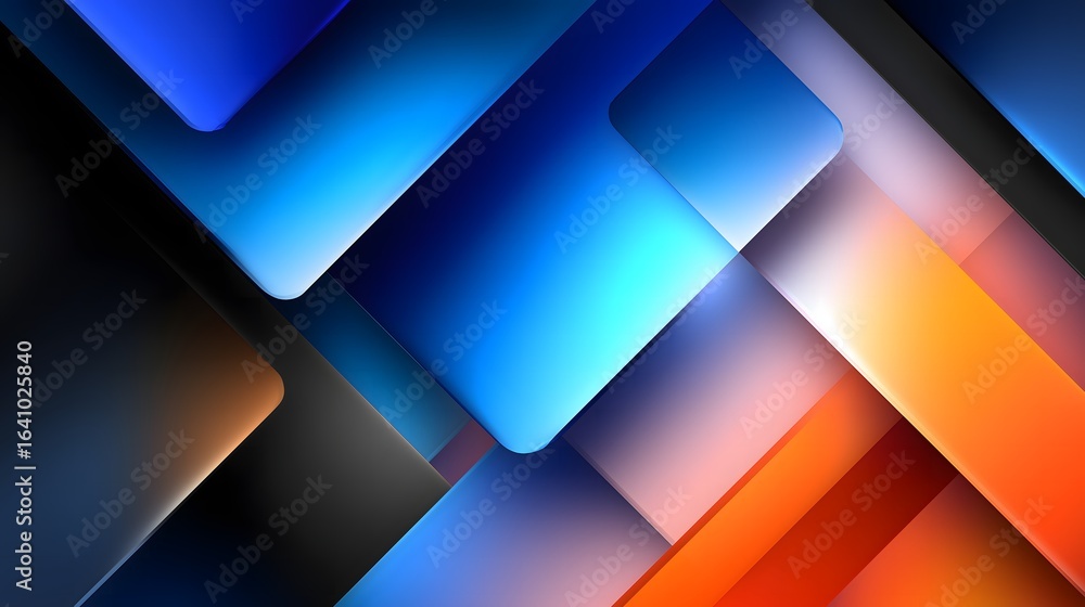 Aufkleber dynamic floating 3d abstract geometric shapes with bold colors and layered space