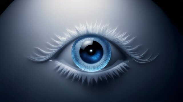 Blue eye with crystalline lashes