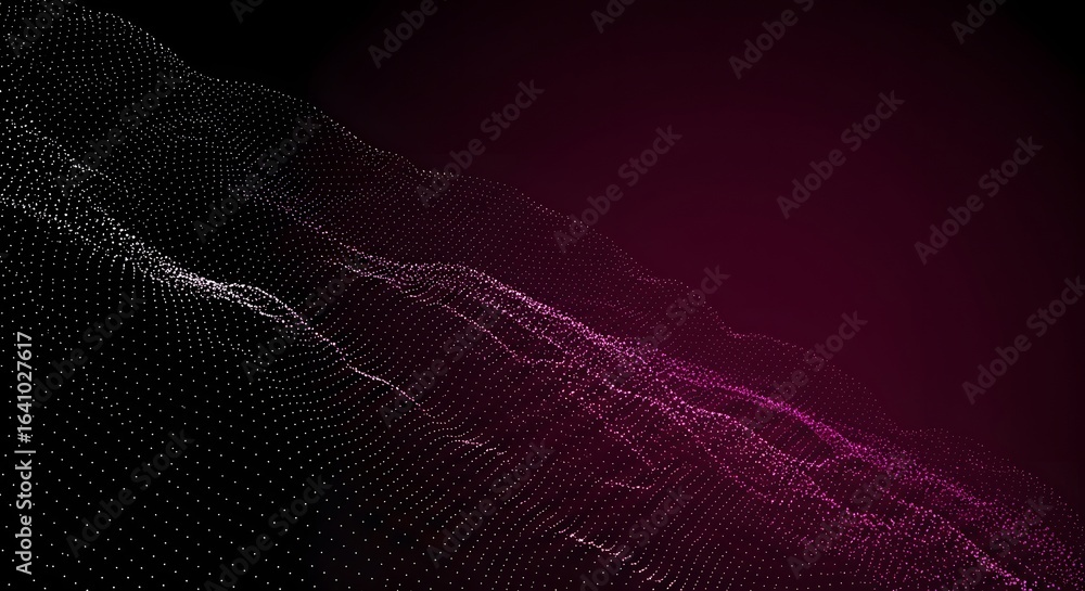 Aufkleber abstract digital landscape with white dots on black and purple gradient background creating a wave e