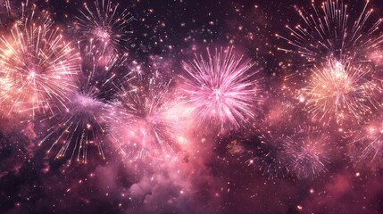 Spectacular Fireworks Display Illuminating the Night Sky with Vibrant Colors and Festive Celebrations