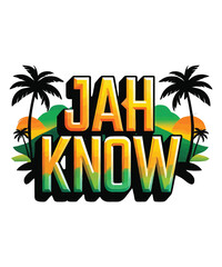 Tropical Jah Know Design with Palm Trees and Island Sunset for Vacation Vibes and Relaxed Atmosphere