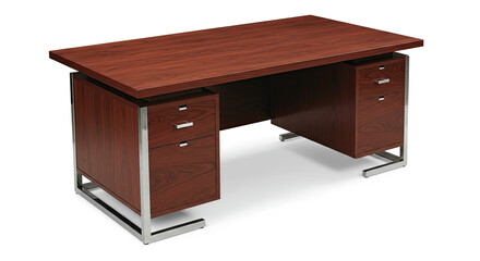 Modern Wooden Executive Office Desk with Drawers.