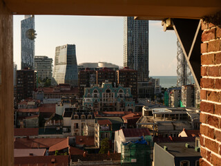 Overlooking Batumi with a blend of modern skyscrapers and traditional buildings