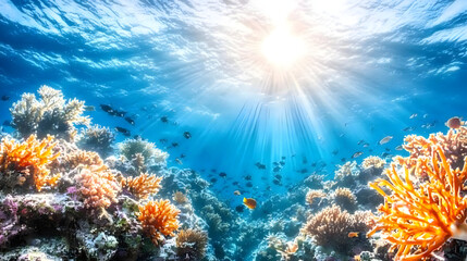 Underwater life in the ocean. Tropical fish