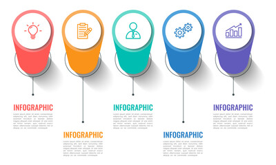 infographics timeline 5 process template	