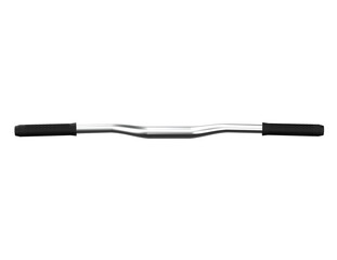 Chrome bicycle handlebar with black grips, featuring a classic design for various bike types. Perfect for cycling enthusiasts and product designs, isolated on a PNG Transparent HD Background,
