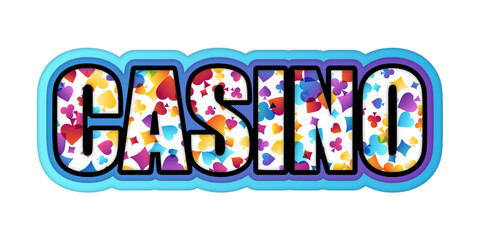 Casino emblem with colorful texture from card symbols.