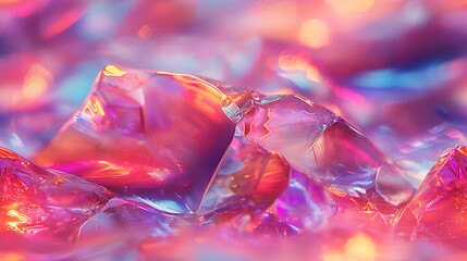 A holographic texture with a crystalline prismatic effect, reflecting multicolor light in a futuristic, luxurious style.
