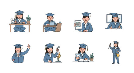 Diverse Students Celebrating Graduation with Academic Achievements and Scholarly Pursuits for Educational Resources and Commencement Ceremony Designs