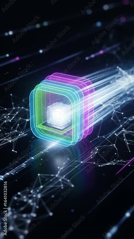 Aufkleber futuristic technology concept with glowing lines and connections with dark background for technology