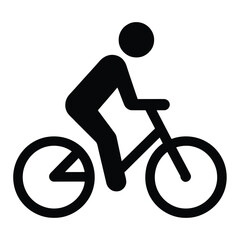 Simple Black and White Bicyclist Symbol Depicting Cycling and Active Transportation on a Bicycle Path, Representing Eco-Friendly and Sustainable Commuting