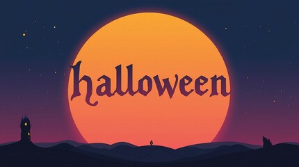 Halloween-themed 3D lettering with bold shadows set against a clean, empty orange background for striking seasonal designs.