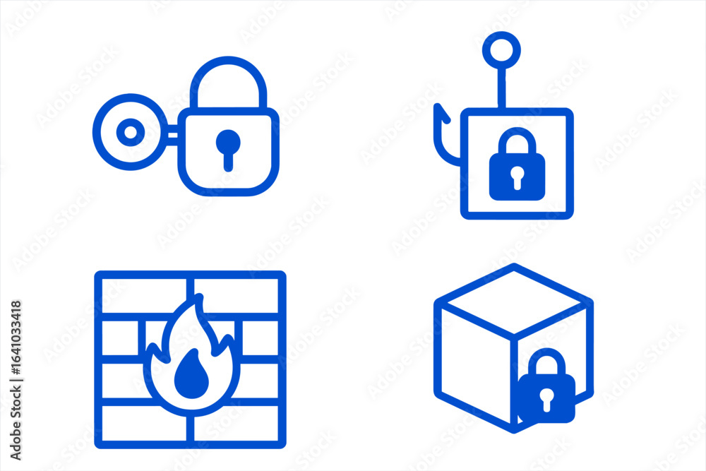 Aufkleber different security icons representing various methods of protection and safety in a digital environm