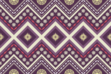 Ethnic Figure aztec embroidery style.Geometric ikat oriental traditional art pattern.Design for ethnic background,wallpaper,fashion,clothing,wrapping,fabric,element,sarong,graphic,vector illustration.