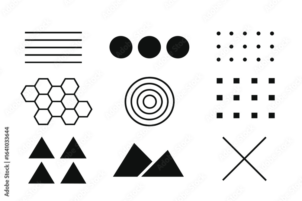 Poster geometric patterns showcasing shapes and lines in a minimalistic arrangement suitable for design ins