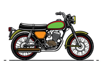 Vibrant Classic Motorcycle Illustration a Retro Style Depiction of Freedom and Adventure on Two Wheels a Timeless Design