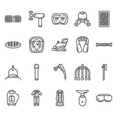 pressotherapy black line icons set for digital and print projects.