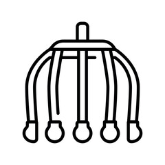 electric head massager black line icon for digital and print projects.