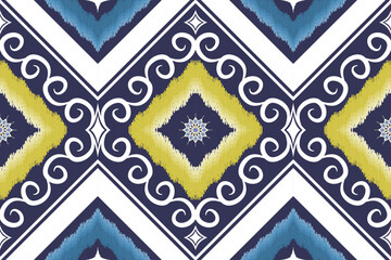 Ethnic Figure aztec embroidery style.Geometric ikat oriental traditional art pattern.Design for ethnic background,wallpaper,fashion,clothing,wrapping,fabric,element,sarong,graphic,vector illustration.