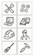 Fototapeta premium Tools and worker icons wrench screwdriver