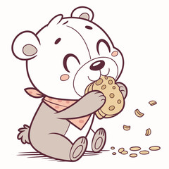 Playful Eating Bear Vector for Kids-Themed Design
