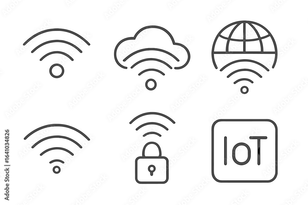 Aufkleber wireless connectivity symbols representing smart technology and internet of things applications
