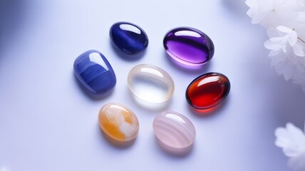 Beautiful gemstone collection with vibrant colors and natural textures for holistic healing