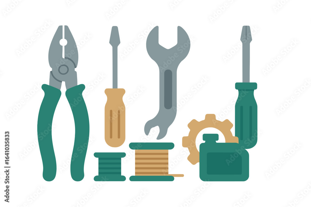Poster tools arranged for a diy project in a home workshop with a modern design