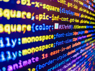 Source abstract algorithm co. Internet security hacker prevention. Website programming code. The flow of information strings and data. Software developer web program script. Software engineer at work