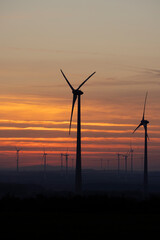 Wind turbine in flat landscape near Vienna, Austria