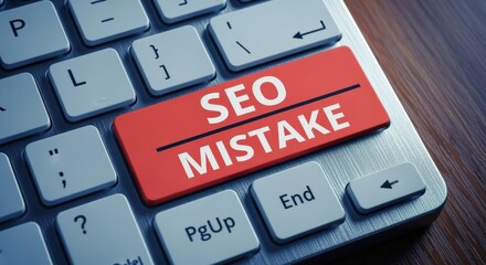 SEO Mistake Button on Keyboard: Illustrating Digital Marketing Errors and Online Strategy Problems