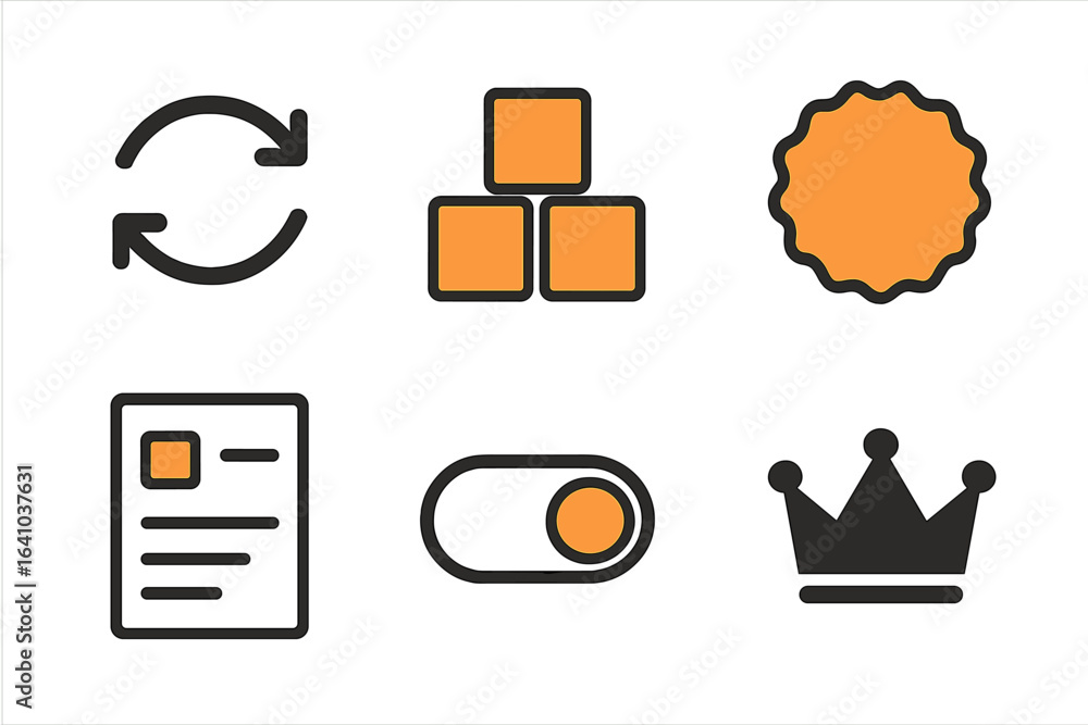 Poster icons representing various concepts related to design and digital interfaces in a clean and modern l