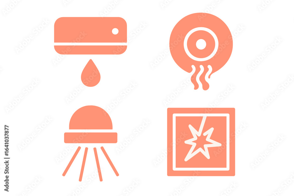Poster Unique icons representing modern technology and science concepts in simple design on light background