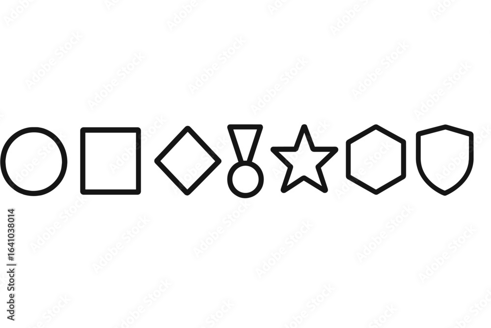 Aufkleber various geometric shapes displayed in a linear arrangement for educational purposes in a classroom s
