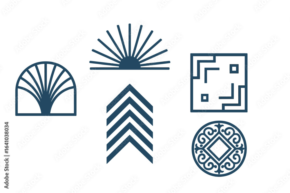 Poster unique geometric patterns showcasing modern design elements in a creative layout suitable for variou