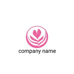 This logo features a modern, minimalist design with a feminine and elegant feel. The main element of the logo is a pink symbol within a circle.
