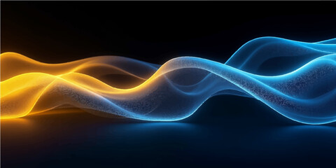 Abstract colorful background with dynamic glowing lines creating a smoky light wave fractal pattern