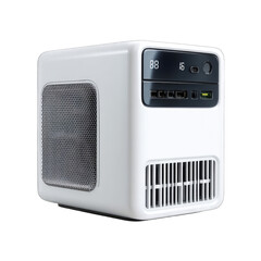 Fototapeta premium White cube-shaped computer, front view