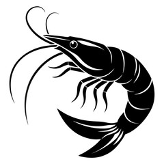Shrimp vector clean black silhouette design white background