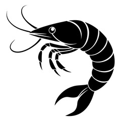 Shrimp vector clean black silhouette design white background