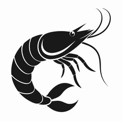 Shrimp vector clean black silhouette design white background